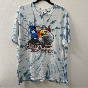 Harley Davidson tie dye shirt white blue eagle Texas XL